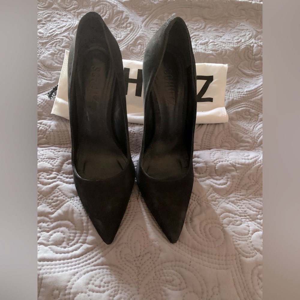 Schutz Gilberta Fiesta Size 7 Black Suede/Nubuck